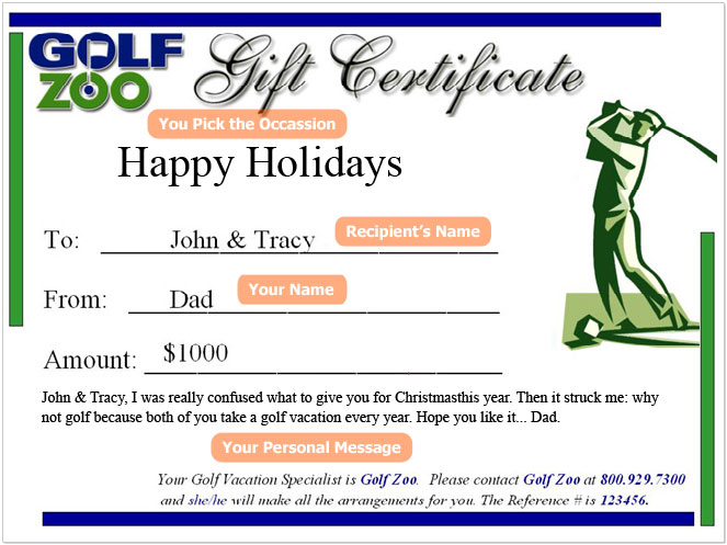 Golf Zoo Gift Certificate